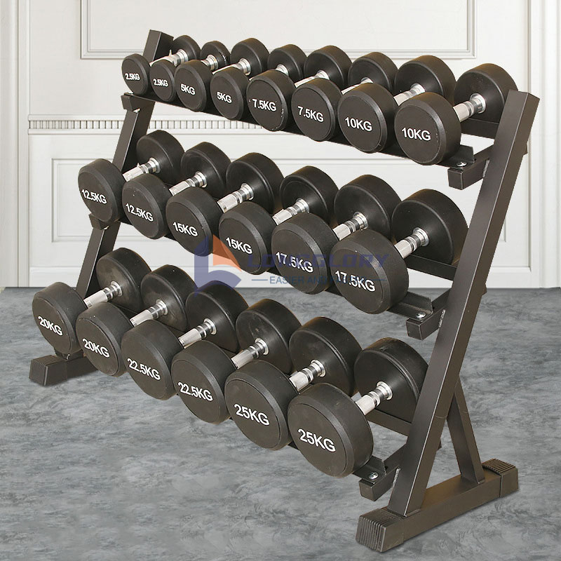 3 mailatako altzairuzko dumbbell rack